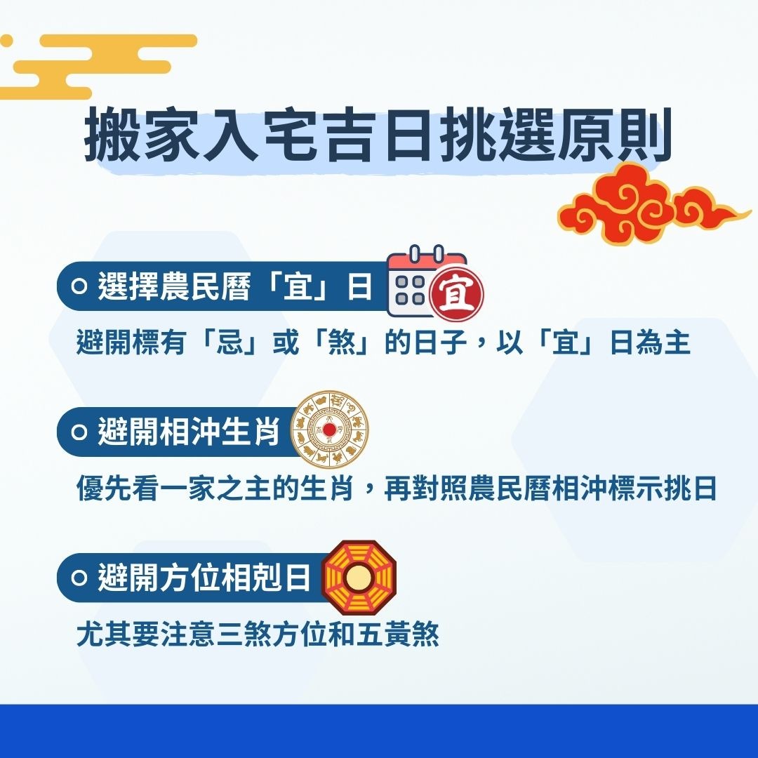 搬家入宅吉日挑選原則